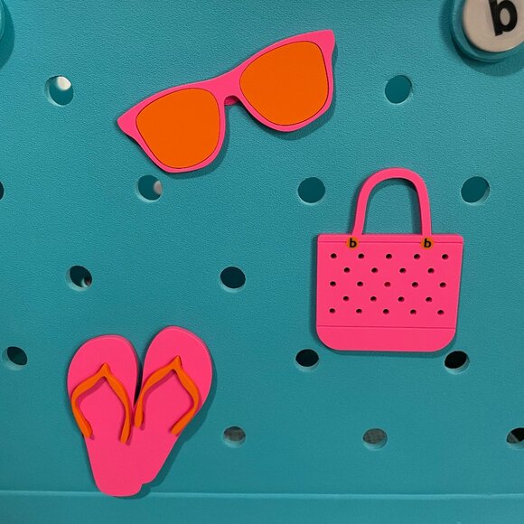 Set of 3 Beachy Themed Bogg Charm Set-Glitzy Girl Bogg Charms - Picture 1 of 4